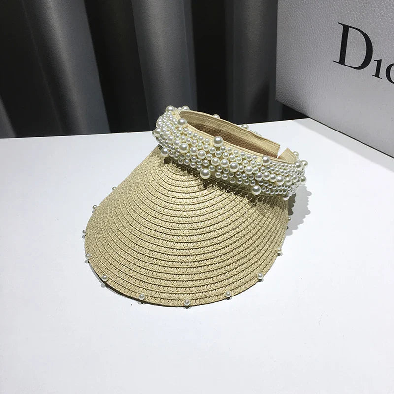 Fashionable Handmade Pearl Sun Visor