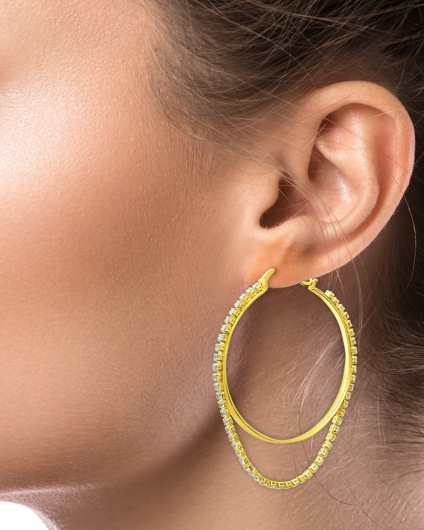 Cascading CZ Draped Hoop Earrings
