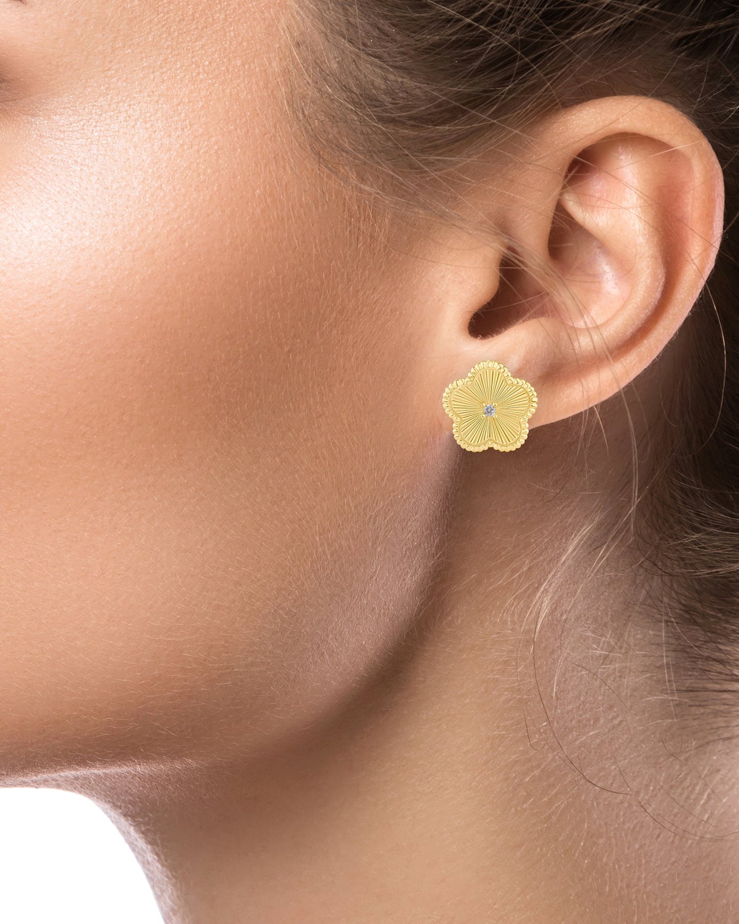 Clover CZ Stud Earrings