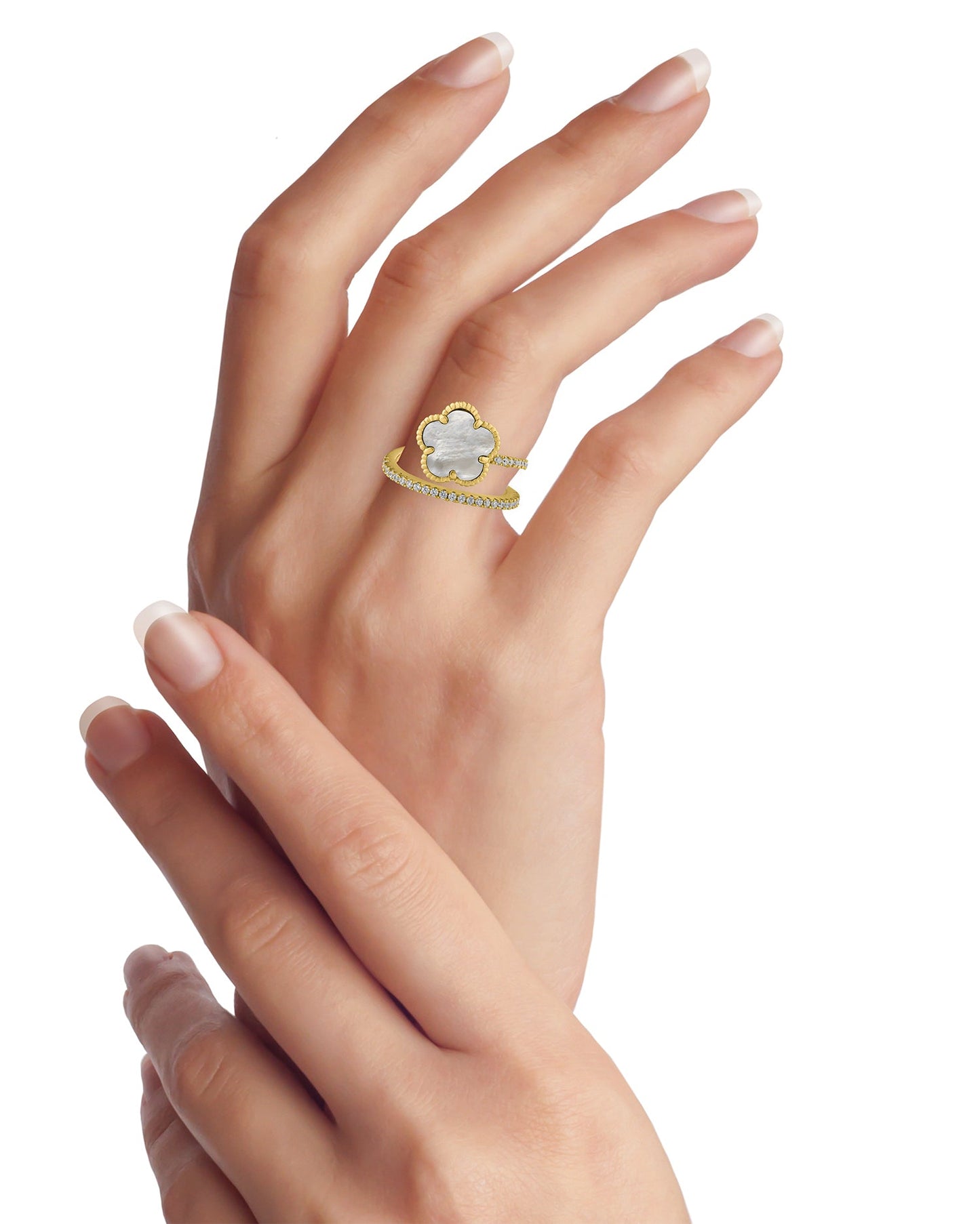 Clover Pavé Wrap Ring