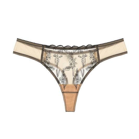 Thong in Floral Embroidery