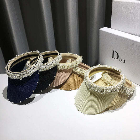 Fashionable Handmade Pearl Sun Visor