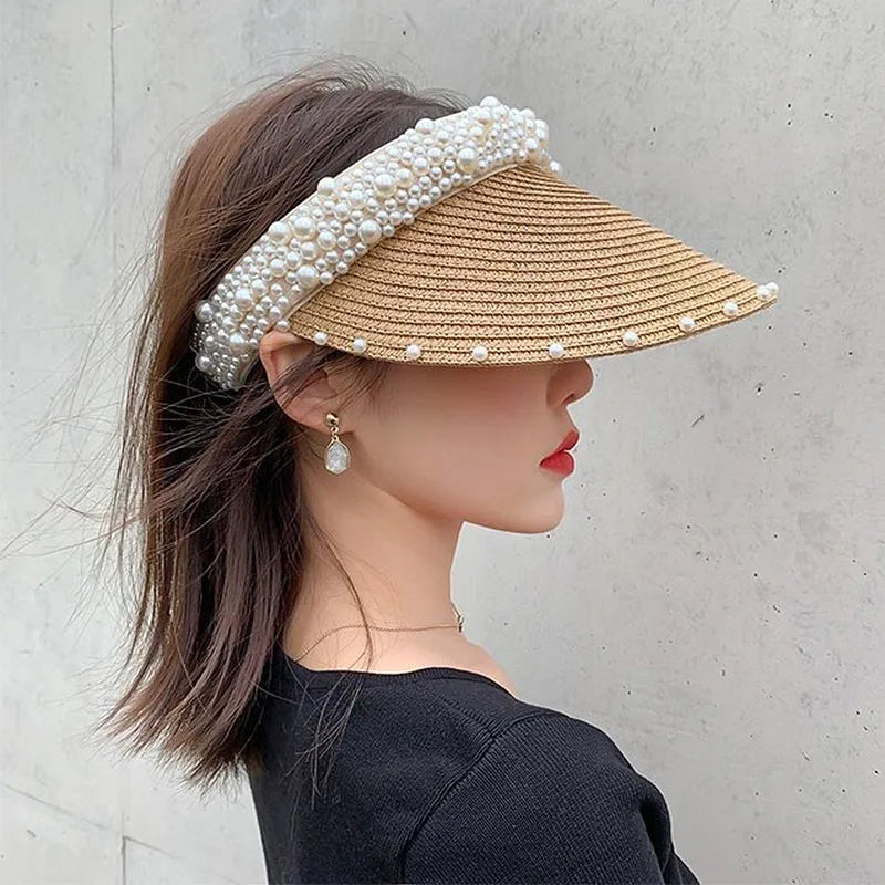 Fashionable Handmade Pearl Sun Visor