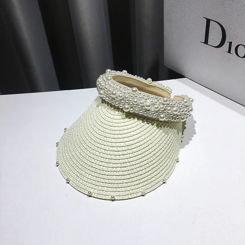 Fashionable Handmade Pearl Sun Visor