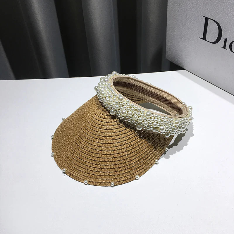 Fashionable Handmade Pearl Sun Visor