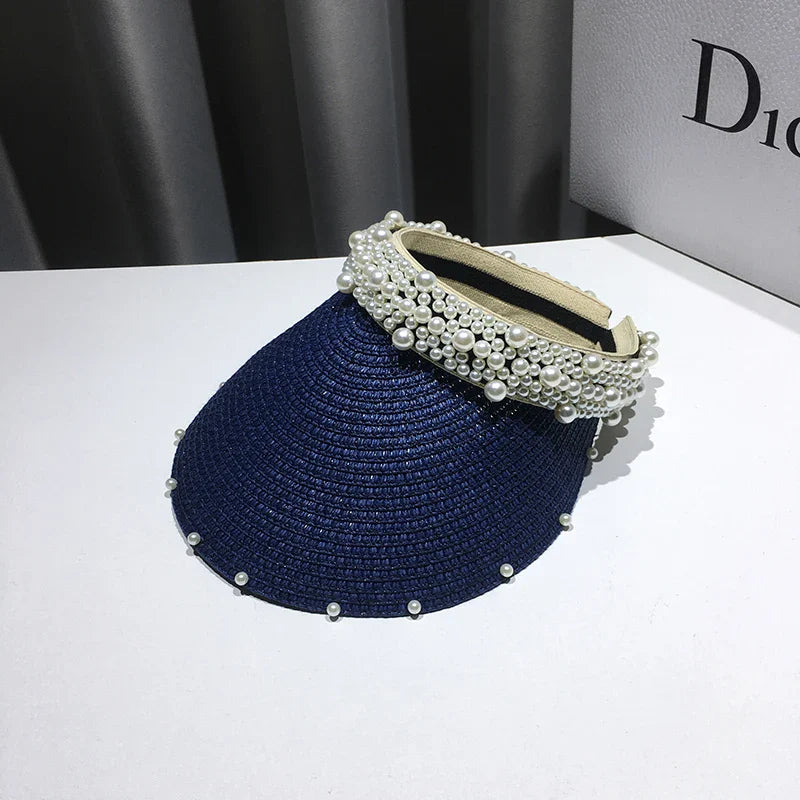 Fashionable Handmade Pearl Sun Visor