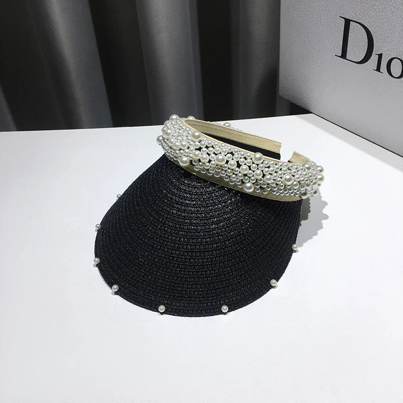 Fashionable Handmade Pearl Sun Visor