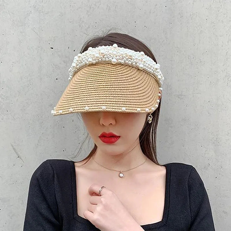 Fashionable Handmade Pearl Sun Visor
