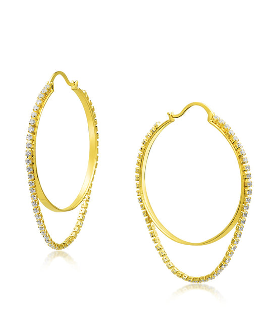 Cascading CZ Draped Hoop Earrings