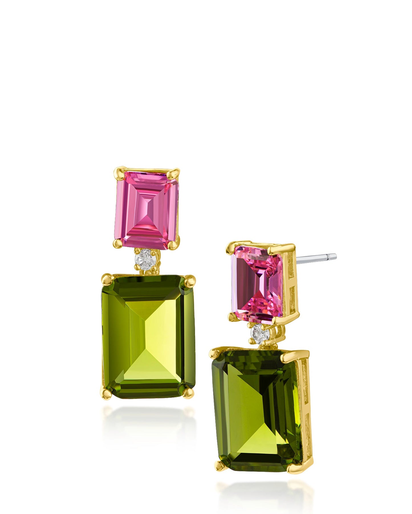 Riviera Drop Earrings in Pink & Peridot