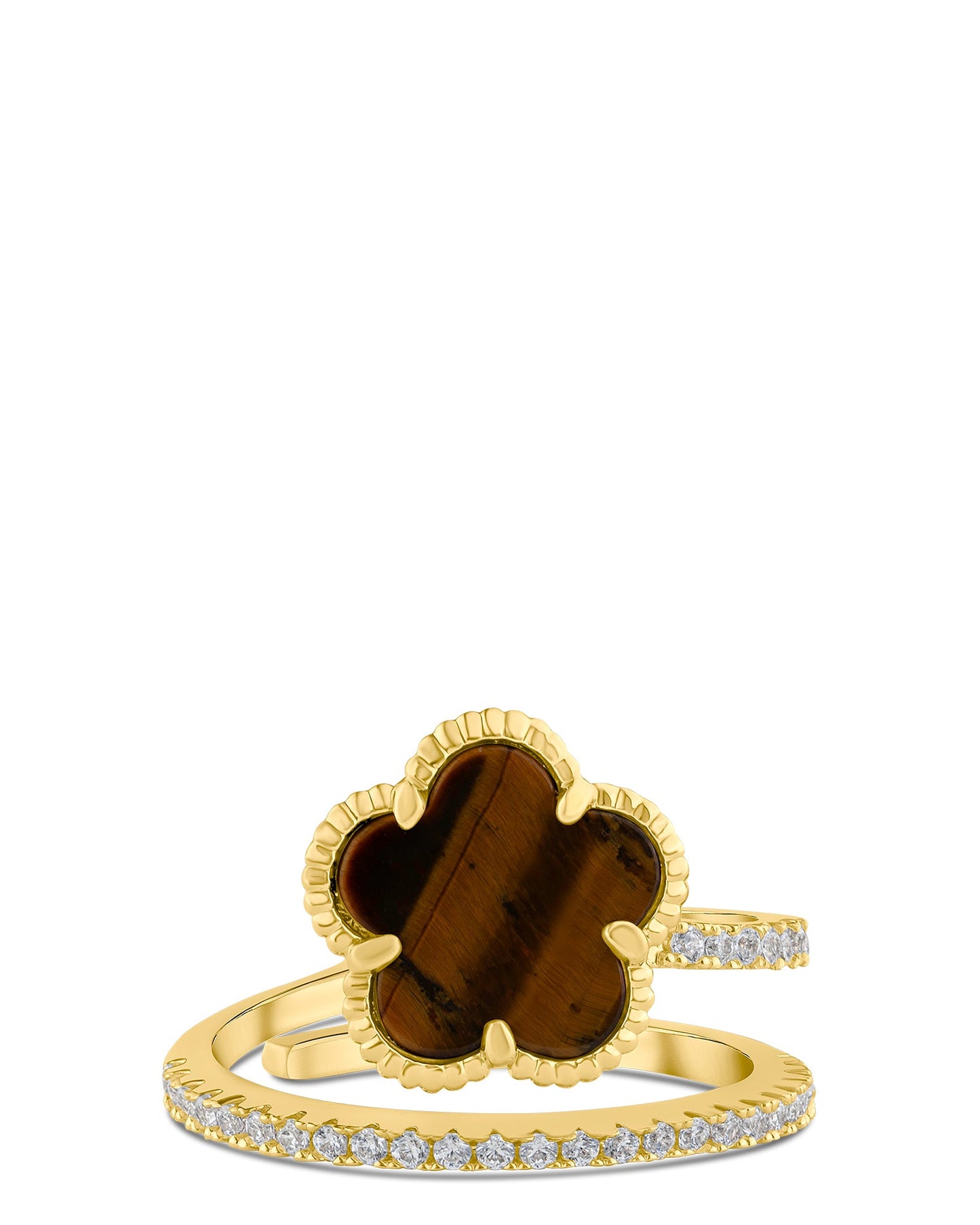 Clover Pavé Wrap Ring