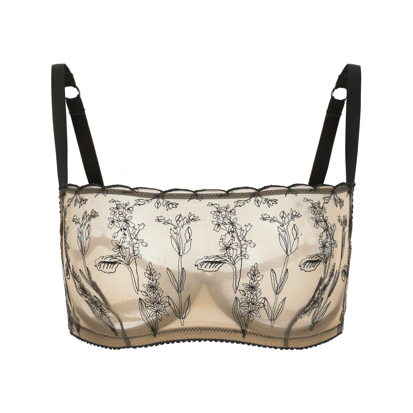 Full Coverage Floral Embroidered Underwire Bra on Jelly Fabric