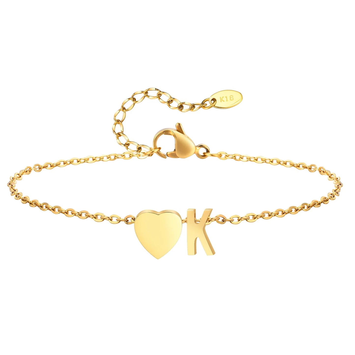 Heart Initial Stainless Steel Personalized Anklet