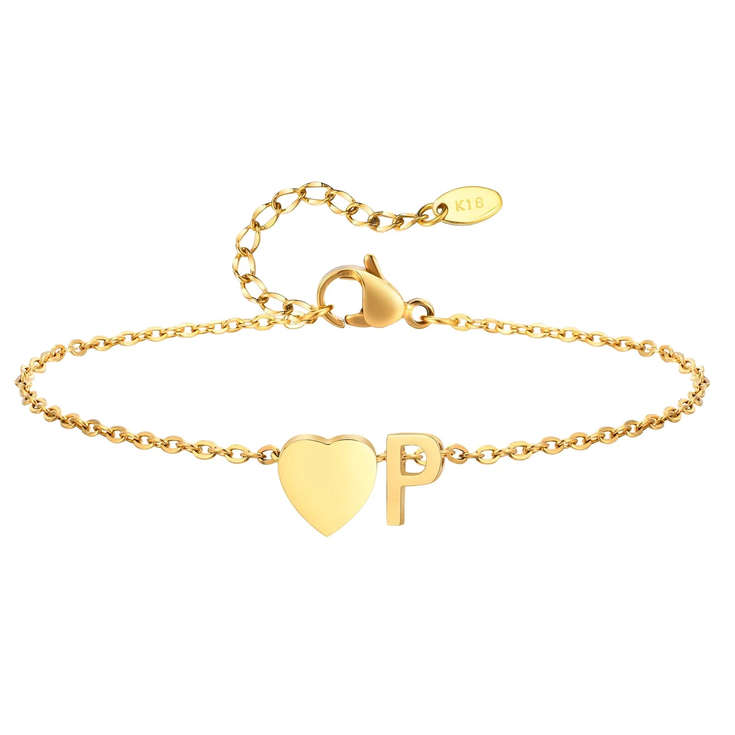 Heart Initial Stainless Steel Personalized Anklet