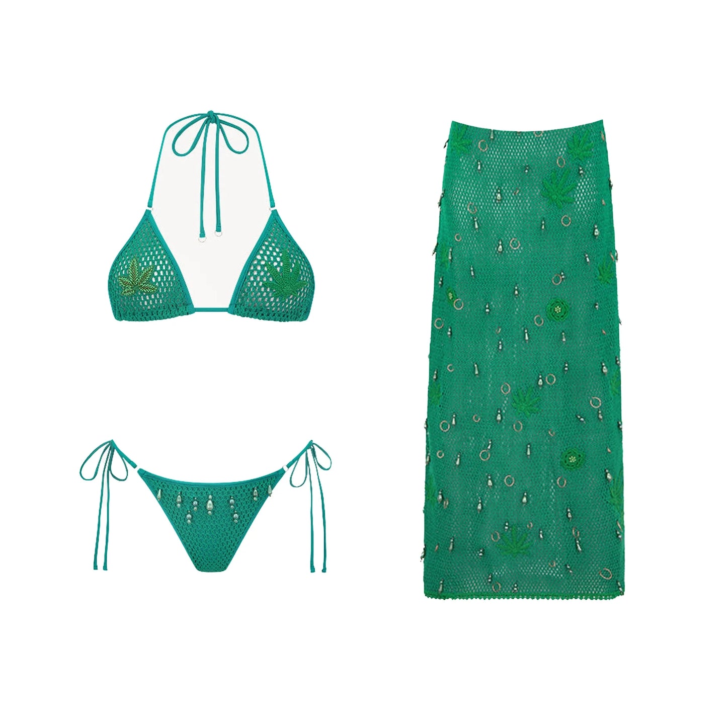 Tropical Sally Three-Piece Swimsuit Set 🌺 Bold, Playful, and Made for Sun-Soaked Days