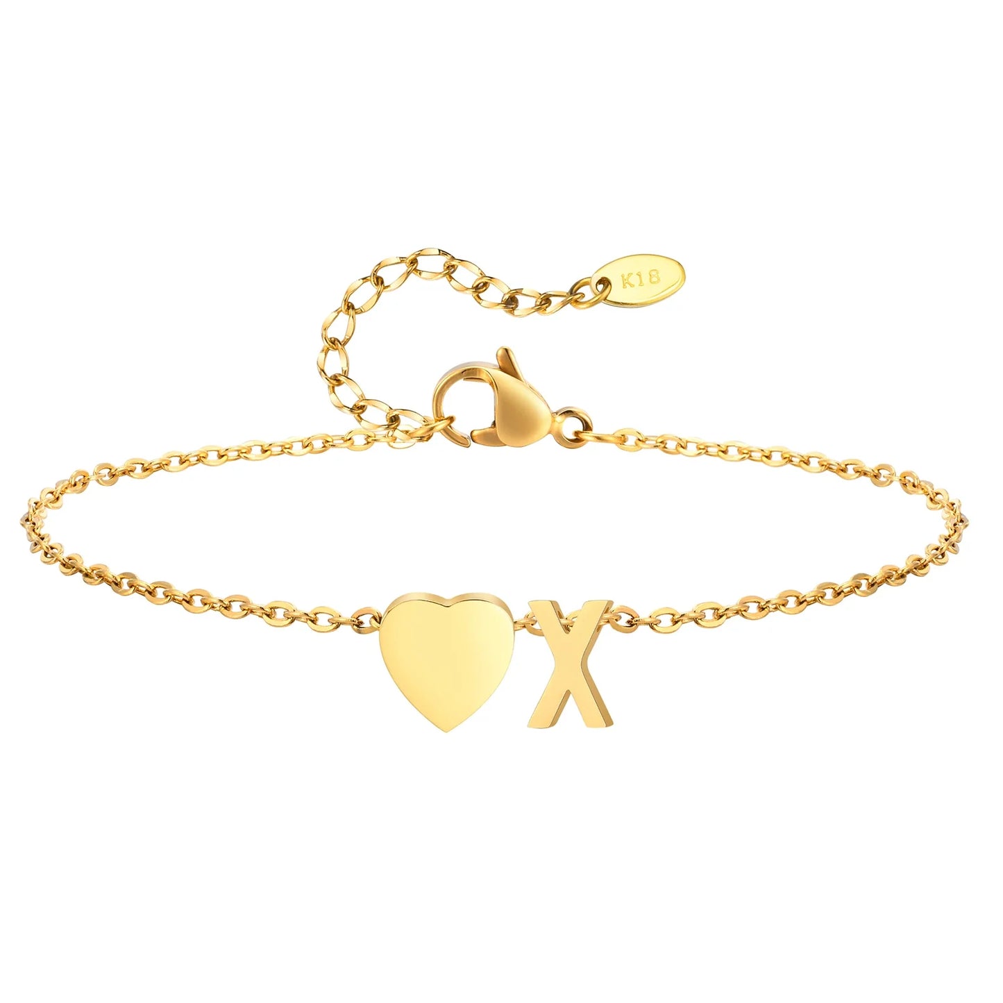 Heart Initial Stainless Steel Personalized Anklet