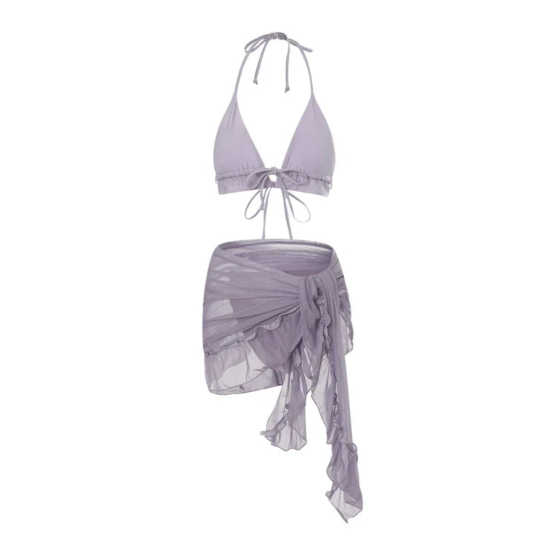 Halter Bandage three piece swimsuit