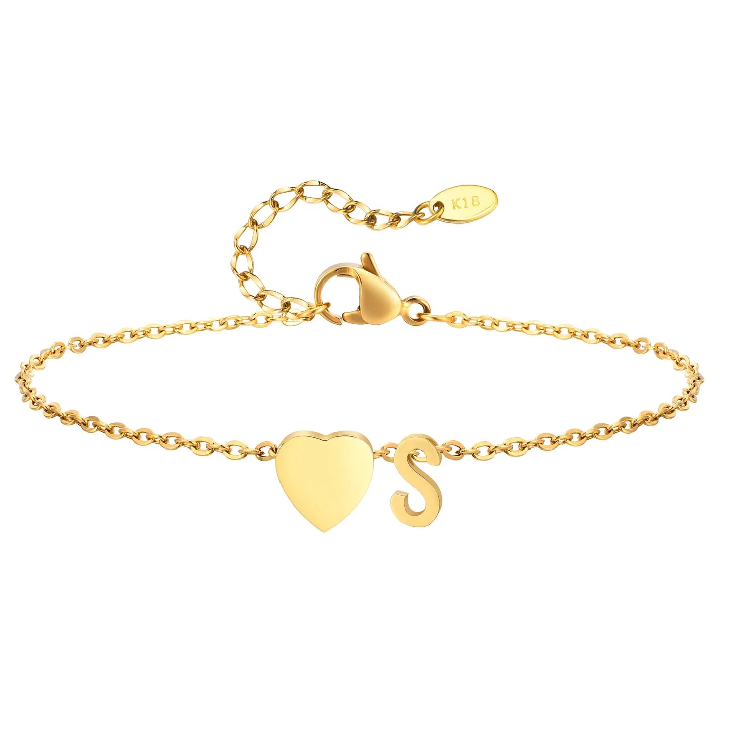 Heart Initial Stainless Steel Personalized Anklet