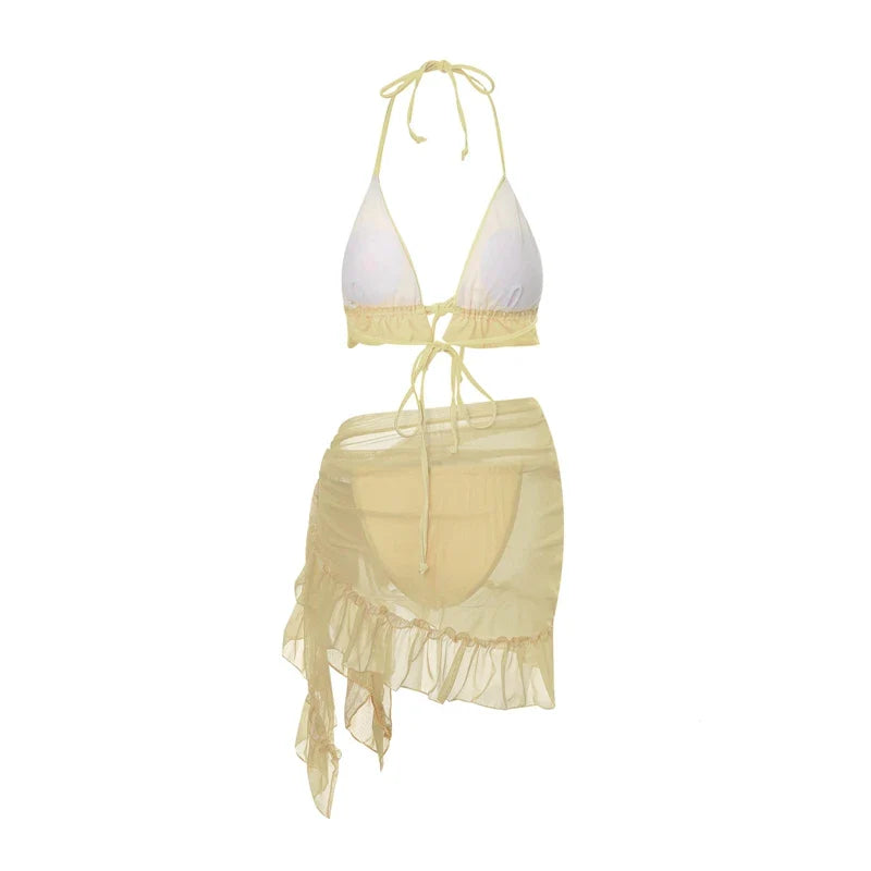 Halter Bandage three piece swimsuit