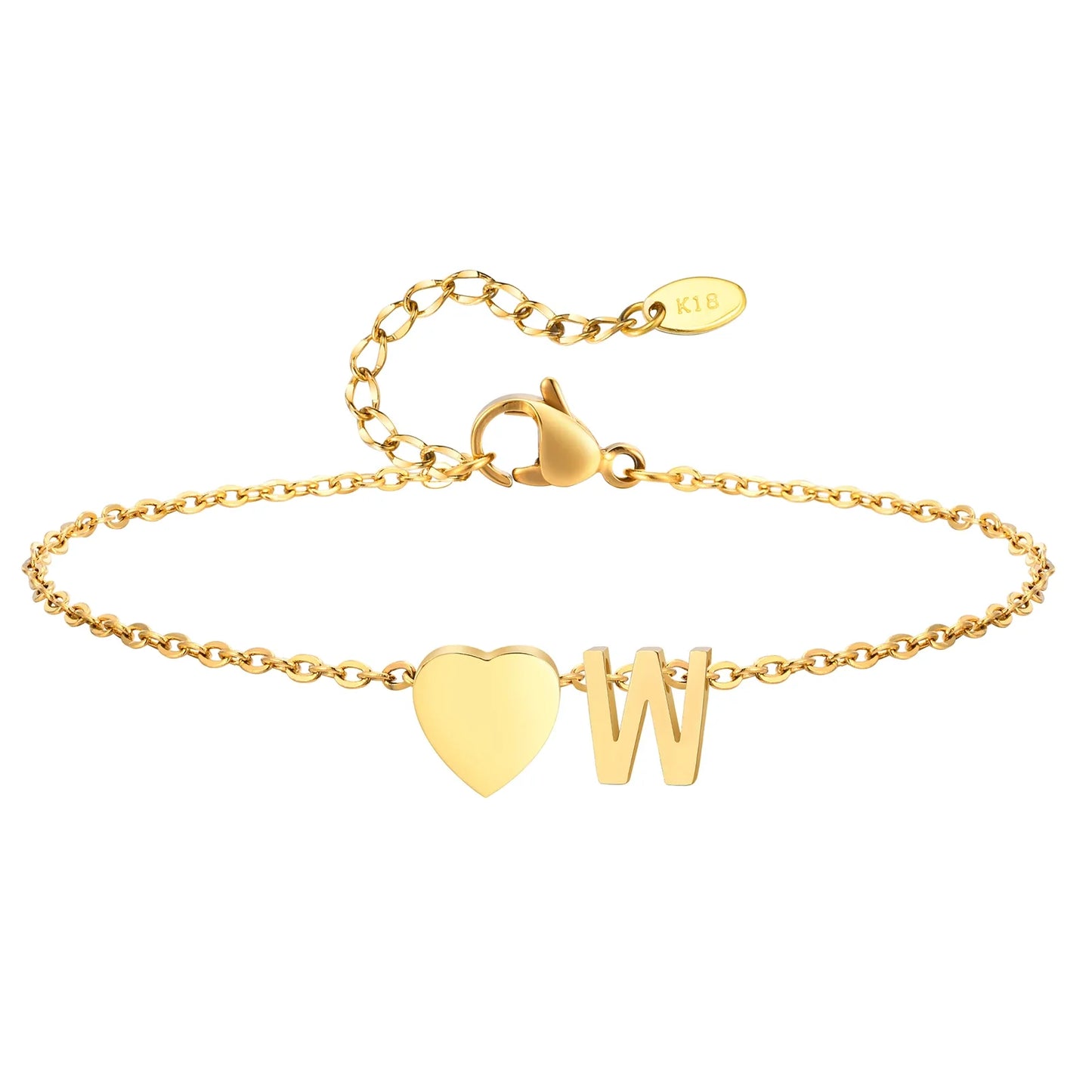 Heart Initial Stainless Steel Personalized Anklet