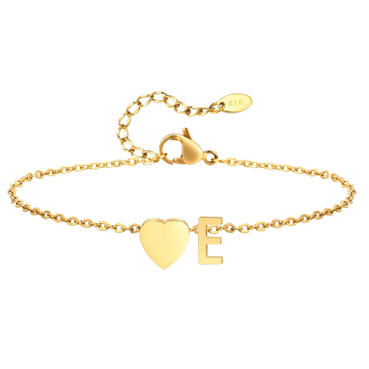 Heart Initial Stainless Steel Personalized Anklet