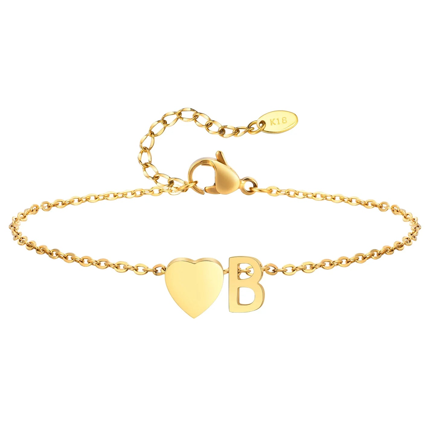 Heart Initial Stainless Steel Personalized Anklet