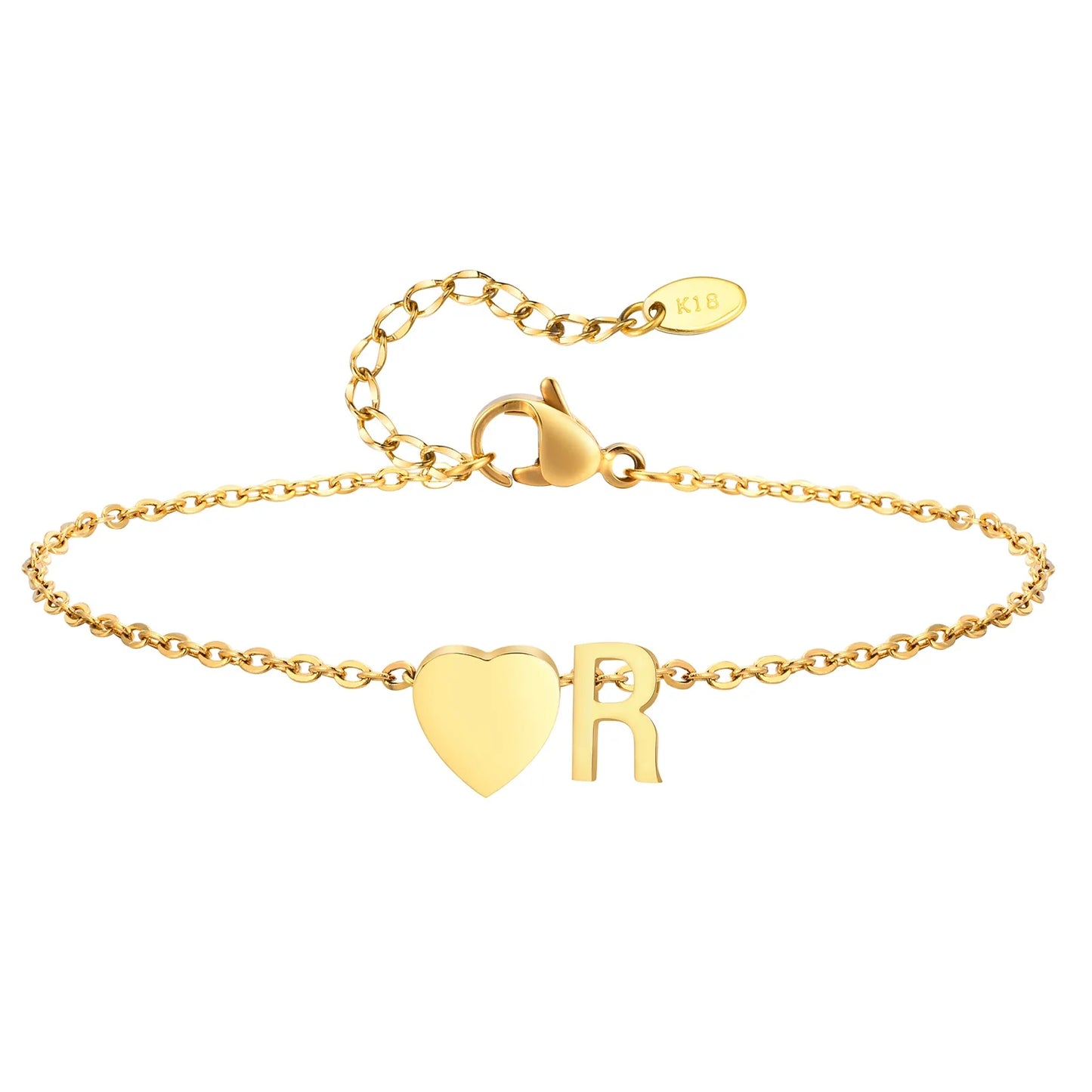 Heart Initial Stainless Steel Personalized Anklet
