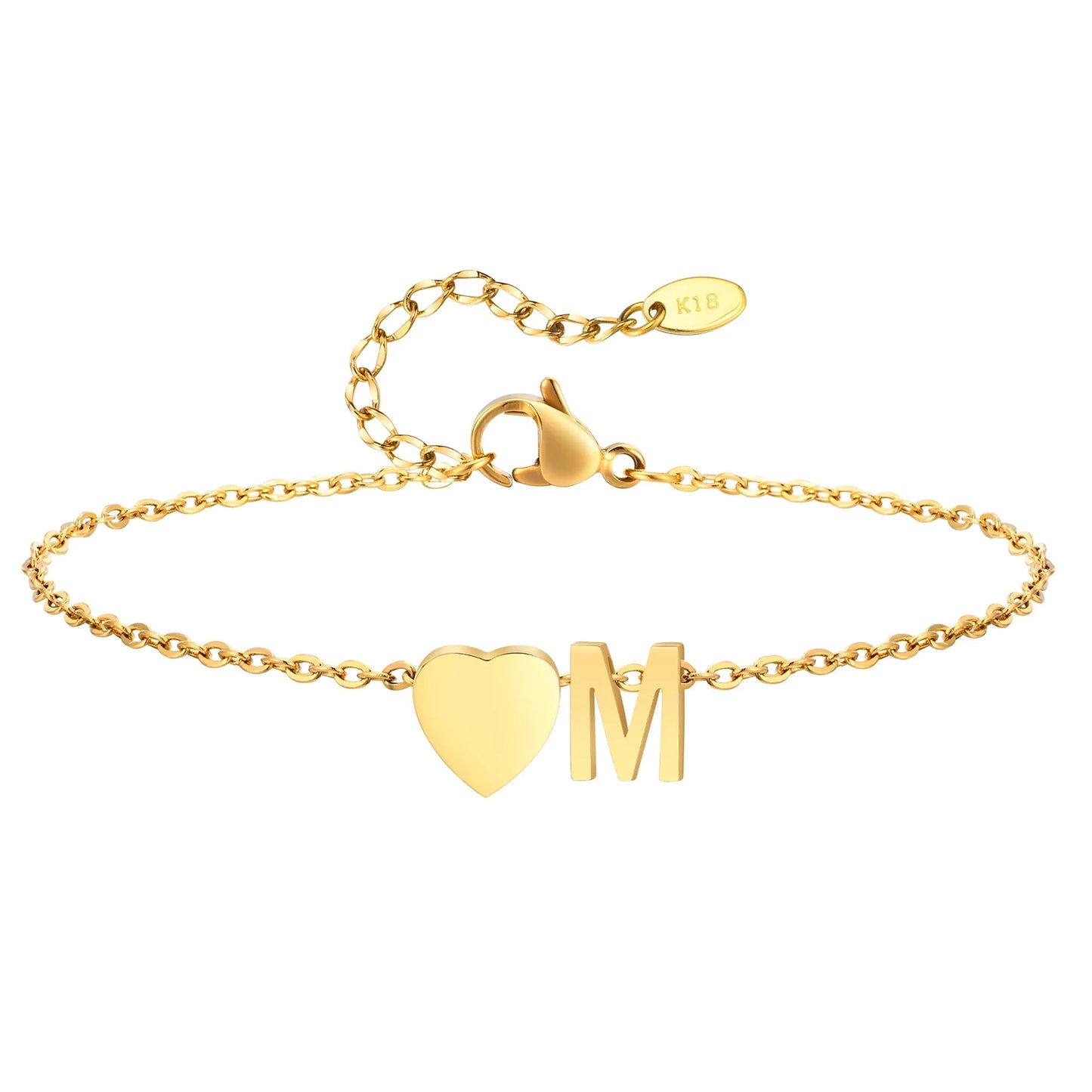 Heart Initial Stainless Steel Personalized Anklet