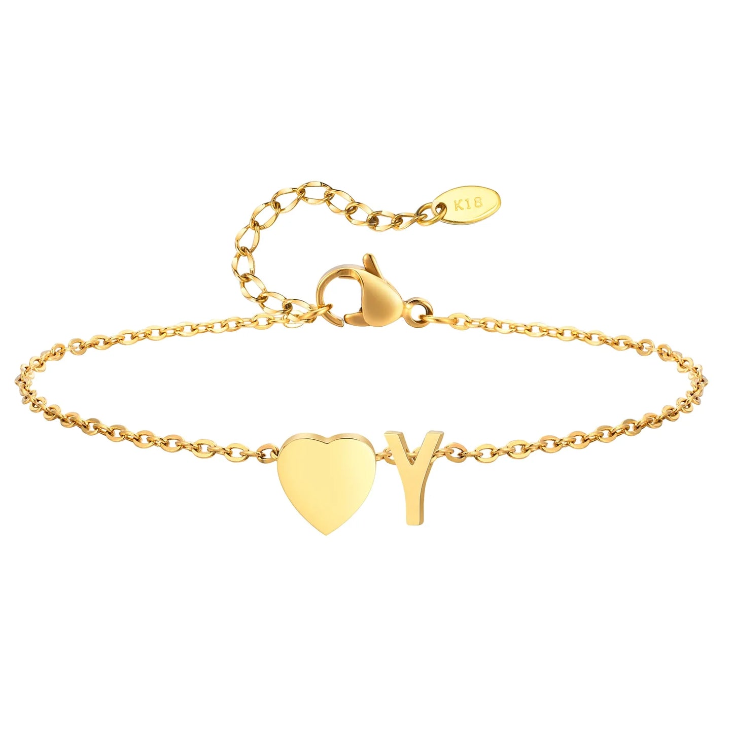 Heart Initial Stainless Steel Personalized Anklet