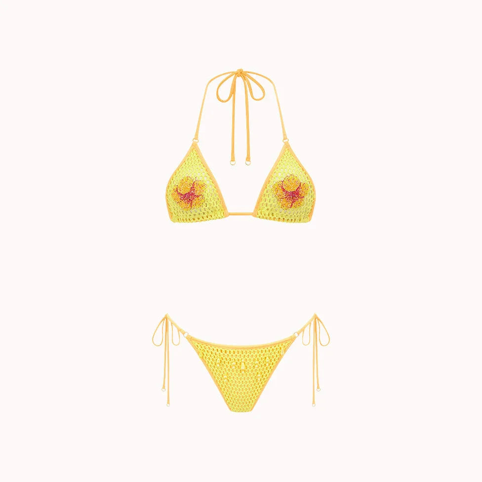 Tropical Sally Three-Piece Swimsuit Set 🌺 Bold, Playful, and Made for Sun-Soaked Days