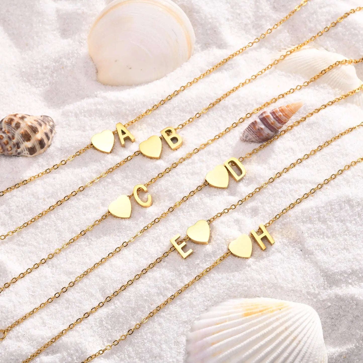 Heart Initial Stainless Steel Personalized Anklet