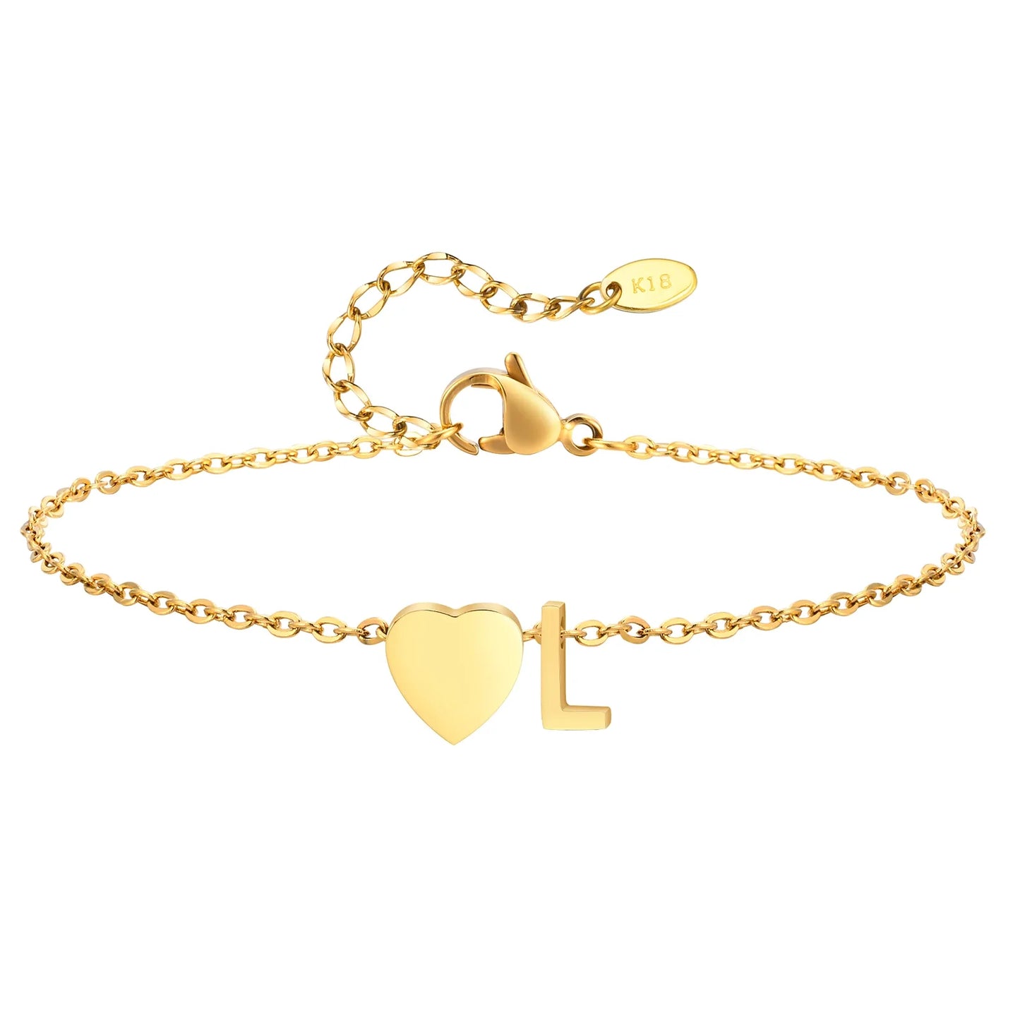 Heart Initial Stainless Steel Personalized Anklet