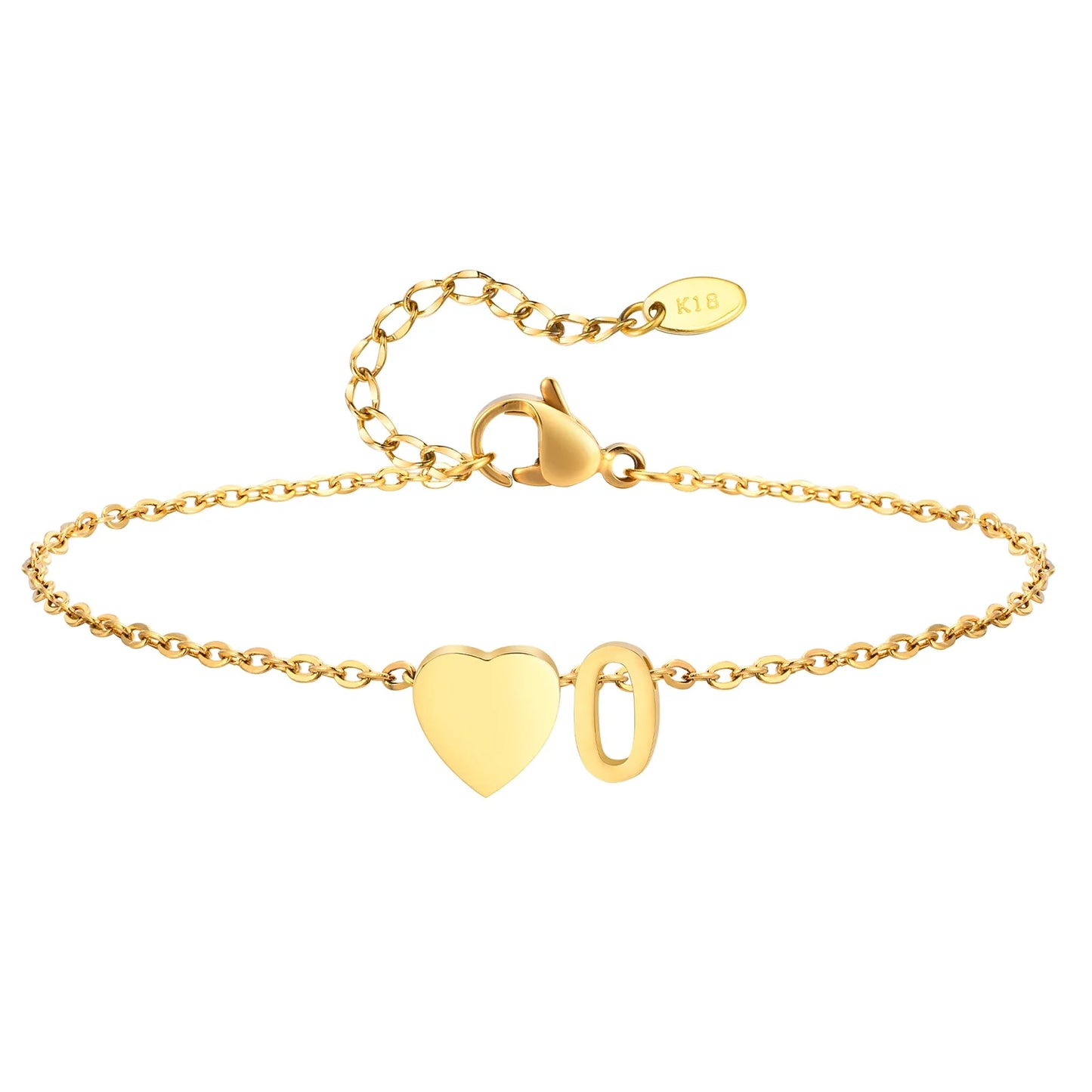 Heart Initial Stainless Steel Personalized Anklet