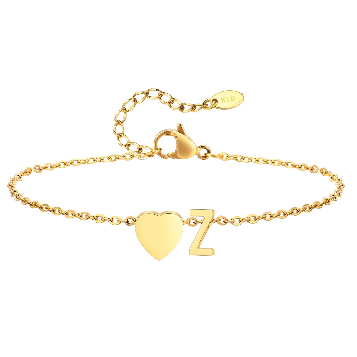 Heart Initial Stainless Steel Personalized Anklet