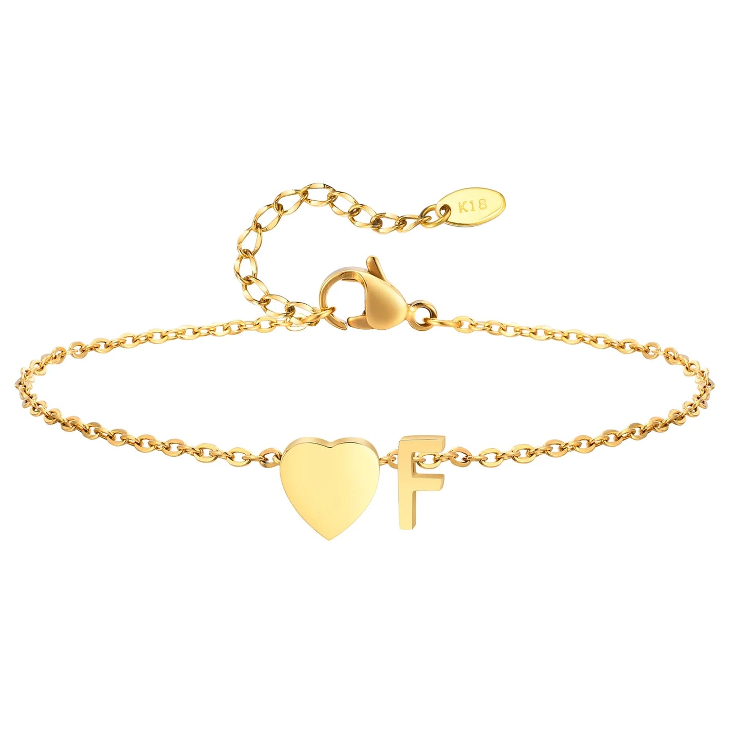 Heart Initial Stainless Steel Personalized Anklet